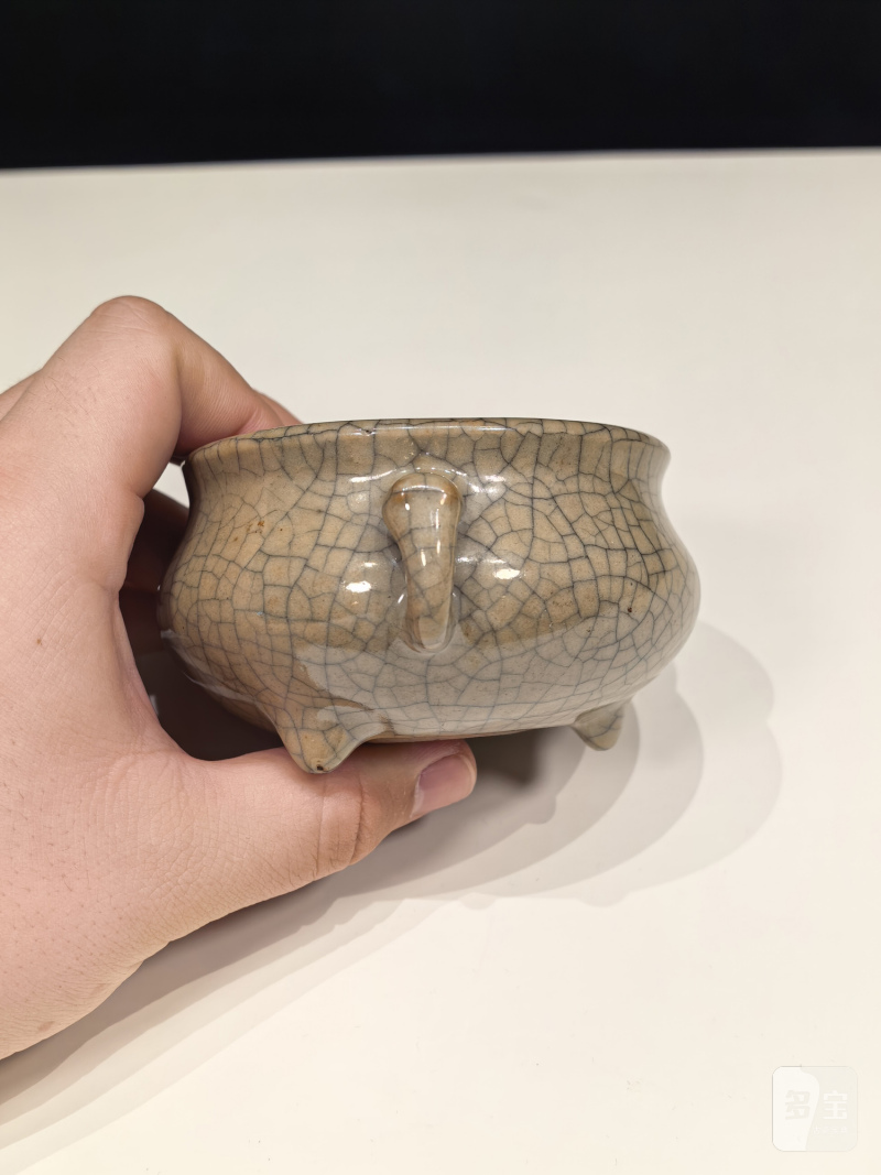 清早期 仿哥釉双耳炉 - 图6